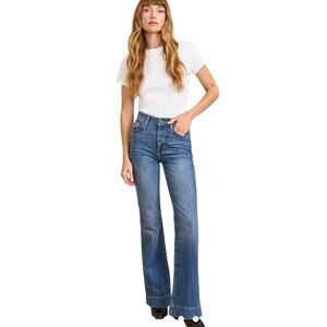 La Ligne Women's Mer High Rise Flare Blue Denim Jeans Size 27 Dakota Wash